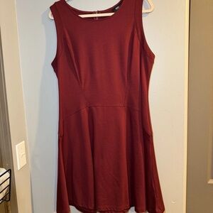 Mossimo XL Red Dress gold zipper on back Drop waist flattering dress